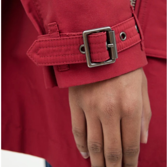 Burberry Brit Double Breasted Technical Cotton Trench Coat, Alizarin Crimson Red - Picture 5 of 17